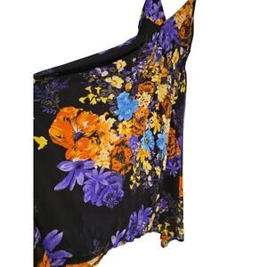 Floral Asymmetrical Dress Sleeveless Summer Black Purple Orange Yellow Womens Si